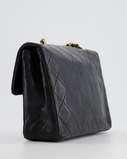 Chanel Vintage Black Small Square Single Flap Bag in Lambskin Leather with 24K Gold Hardware