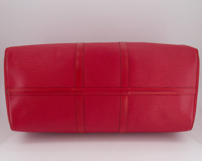 Louis Vuitton Vintage Red Epi Leather Keepall 55 Travel Bag with Gold Hardware RRP £2,800