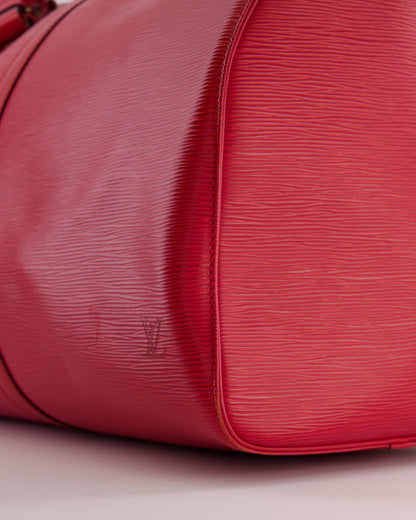 Louis Vuitton Vintage Red Epi Leather Keepall 55 Travel Bag with Gold Hardware RRP £2,800