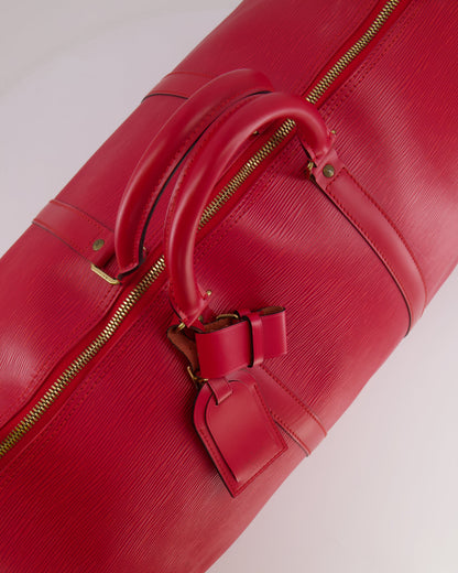 Louis Vuitton Vintage Red Epi Leather Keepall 55 Travel Bag with Gold Hardware RRP £2,800