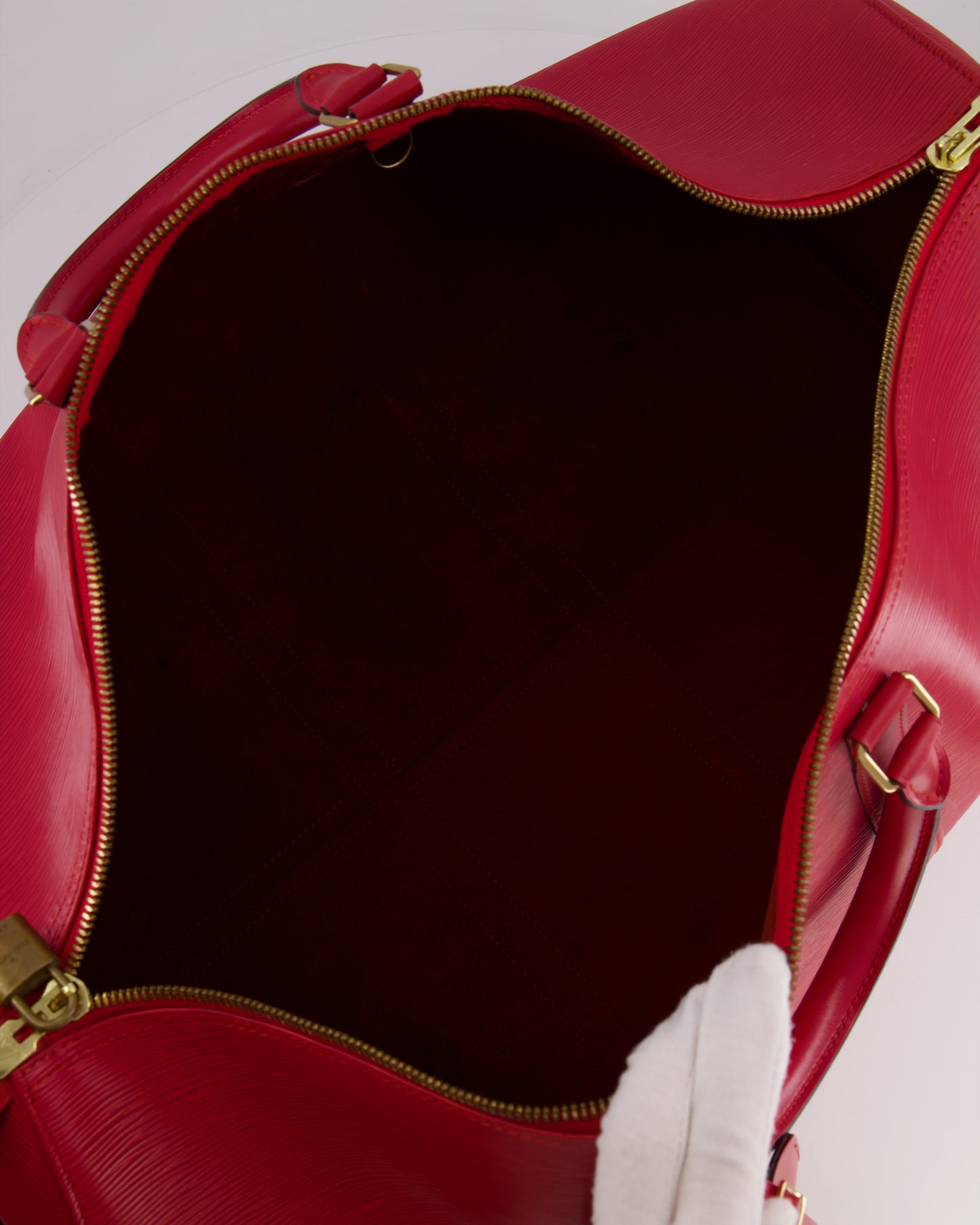 Louis Vuitton Vintage Red Epi Leather Keepall 55 Travel Bag with Gold Hardware RRP £2,800