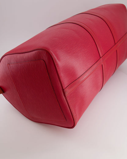 Louis Vuitton Vintage Red Epi Leather Keepall 55 Travel Bag with Gold Hardware RRP £2,800
