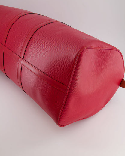 Louis Vuitton Vintage Red Epi Leather Keepall 55 Travel Bag with Gold Hardware RRP £2,800