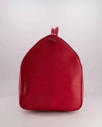 Louis Vuitton Vintage Red Epi Leather Keepall 55 Travel Bag with Gold Hardware RRP £2,800