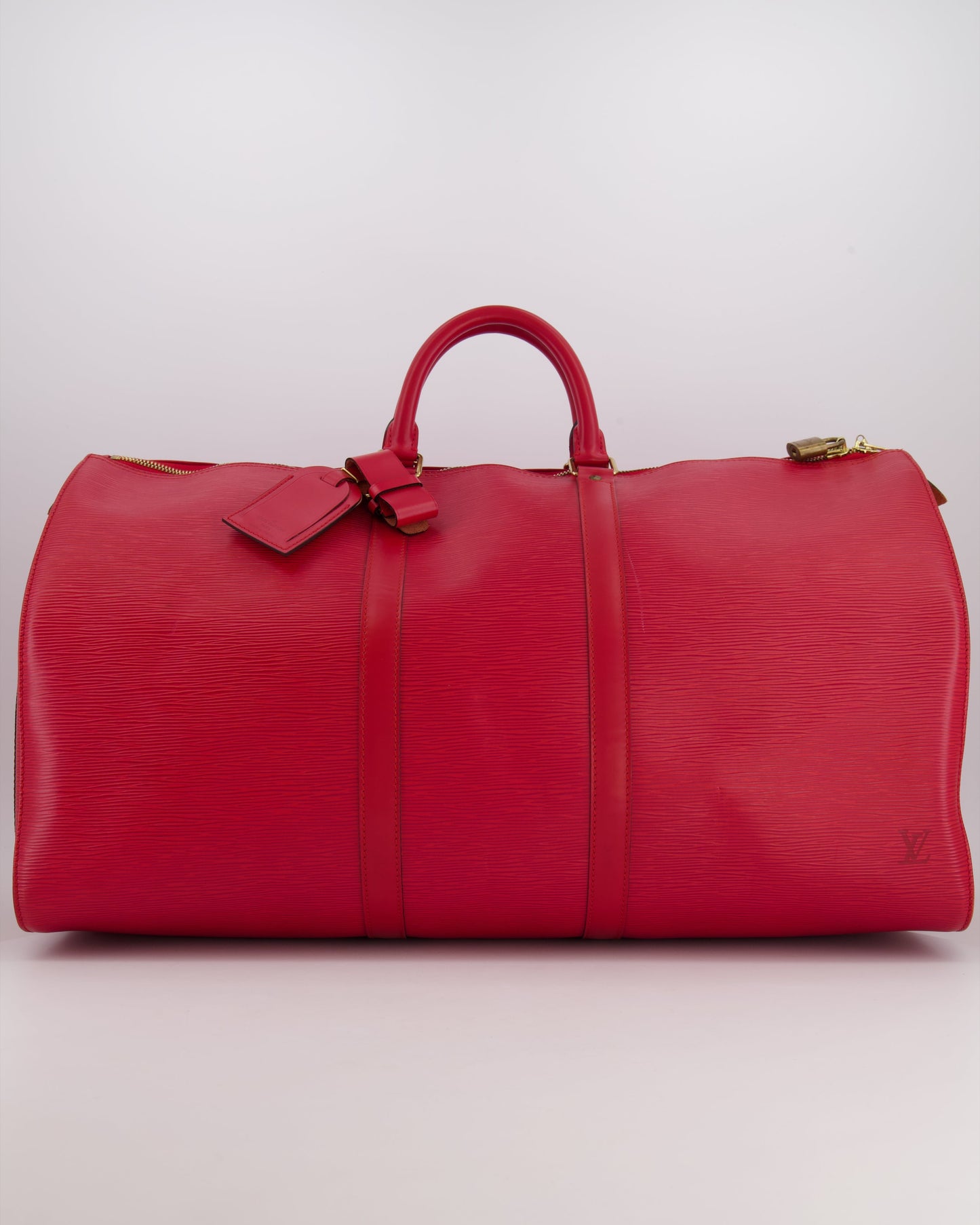 Louis Vuitton Vintage Red Epi Leather Keepall 55 Travel Bag with Gold Hardware RRP £2,800