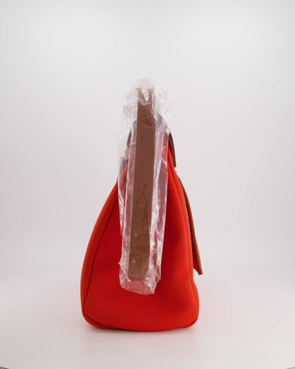 Hermès Herbag 39 in Orange Mecano Toile Canvas and Fauve Vache Hunter Leather with Palladium Hardware