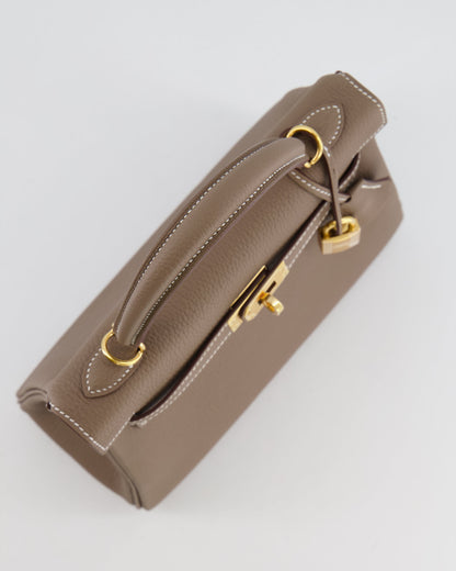 *RARE* Hermès Kelly 25cm Retourne Bag in Etoupe Togo Leather with Gold Hardware