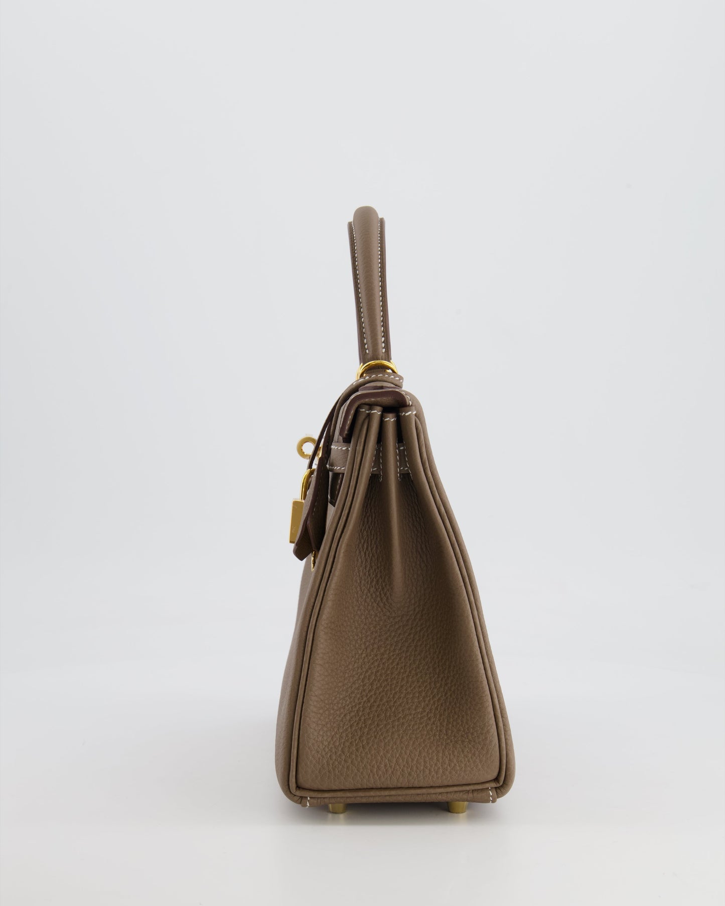 *RARE* Hermès Kelly 25cm Retourne Bag in Etoupe Togo Leather with Gold Hardware