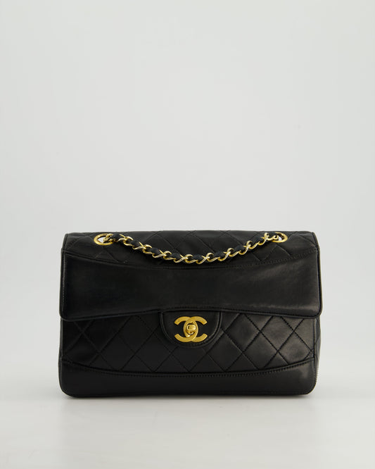 Chanel Vintage Black Classic Small Timeless Classique Flap Bag in Lambskin Leather with 24k Gold Hardware