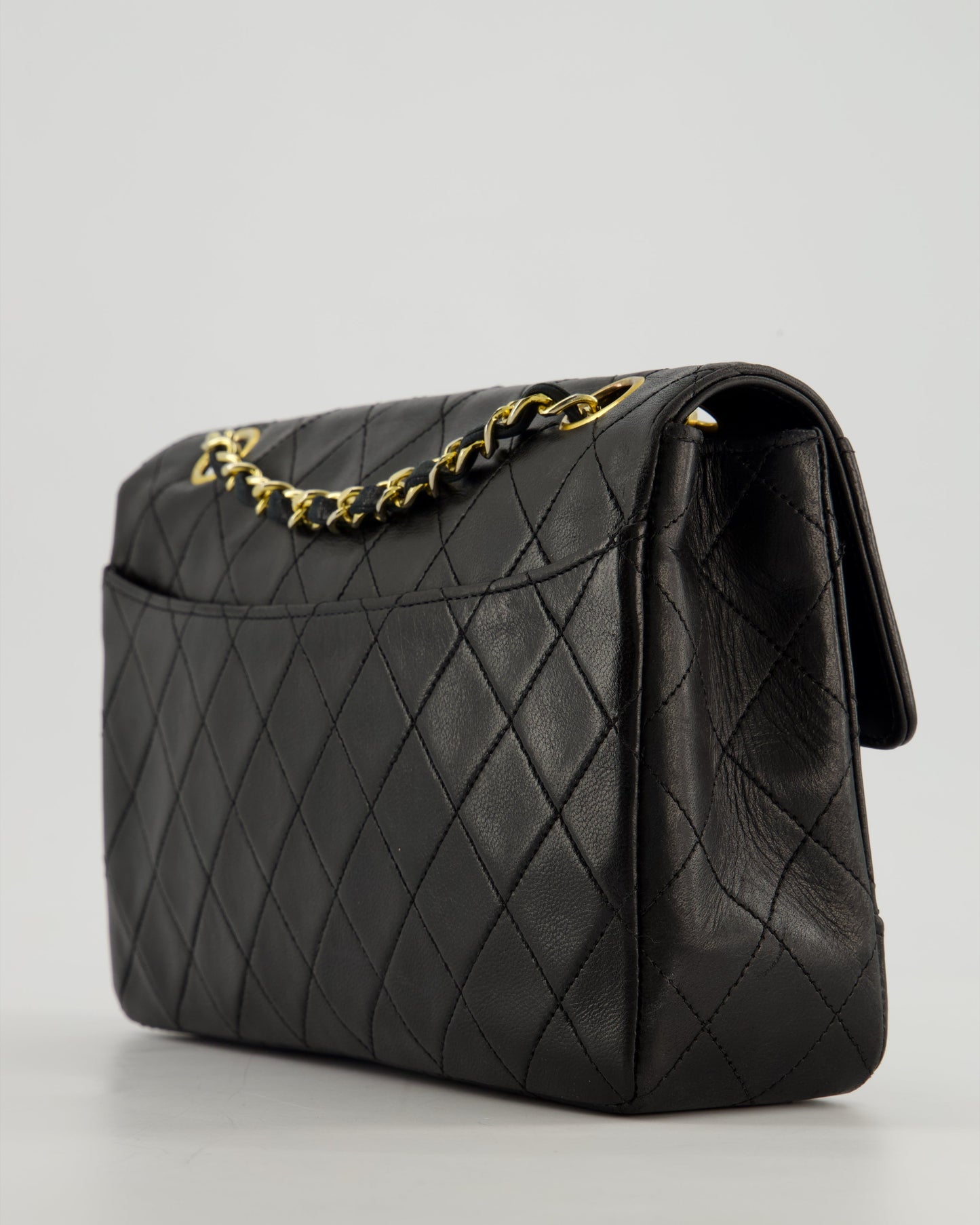 Chanel Vintage Black Classic Small Timeless Classique Flap Bag in Lambskin Leather with 24k Gold Hardware