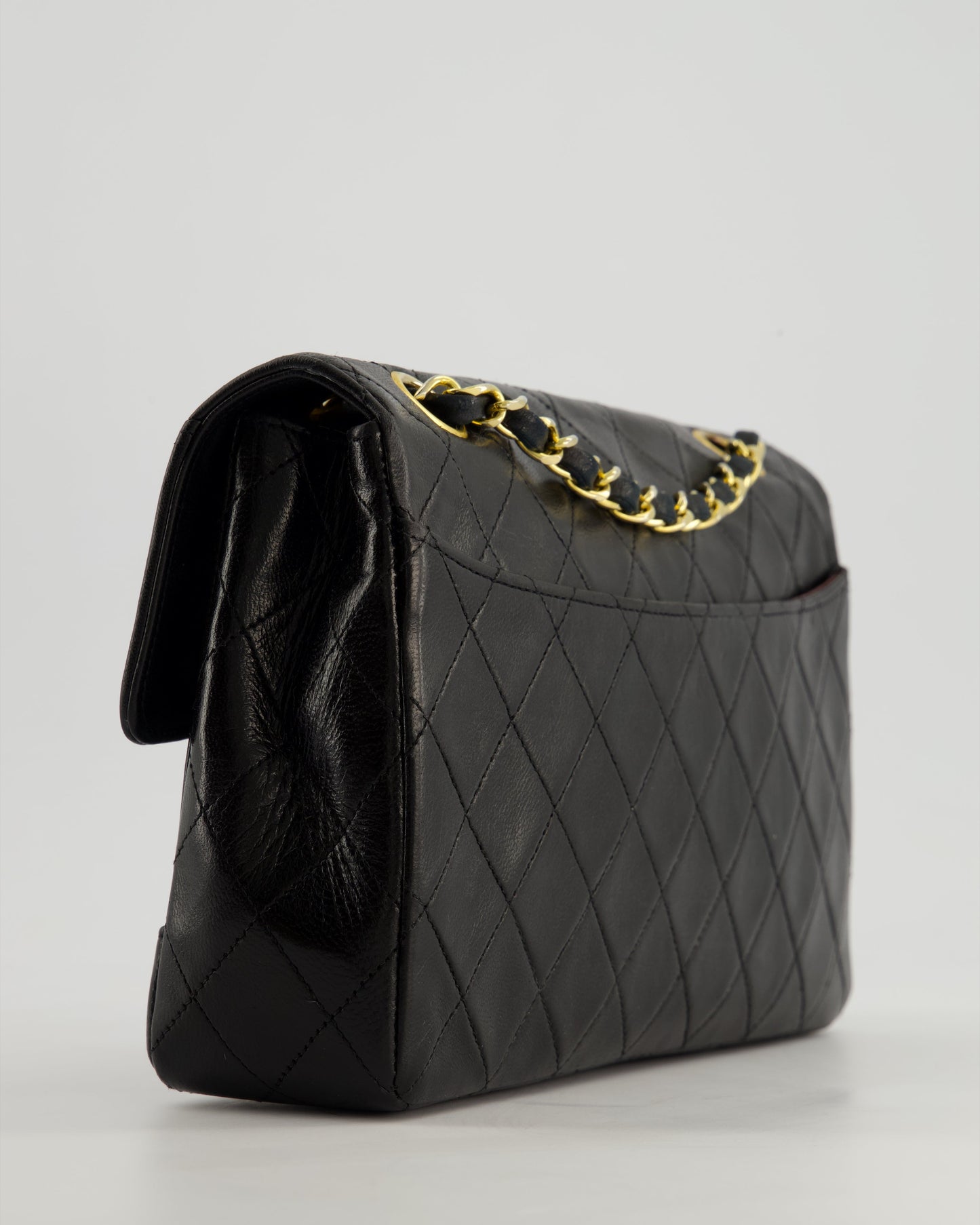 Chanel Vintage Black Classic Small Timeless Classique Flap Bag in Lambskin Leather with 24k Gold Hardware