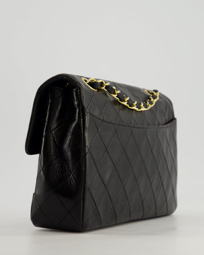 Chanel Vintage Black Classic Small Timeless Classique Flap Bag in Lambskin Leather with 24k Gold Hardware