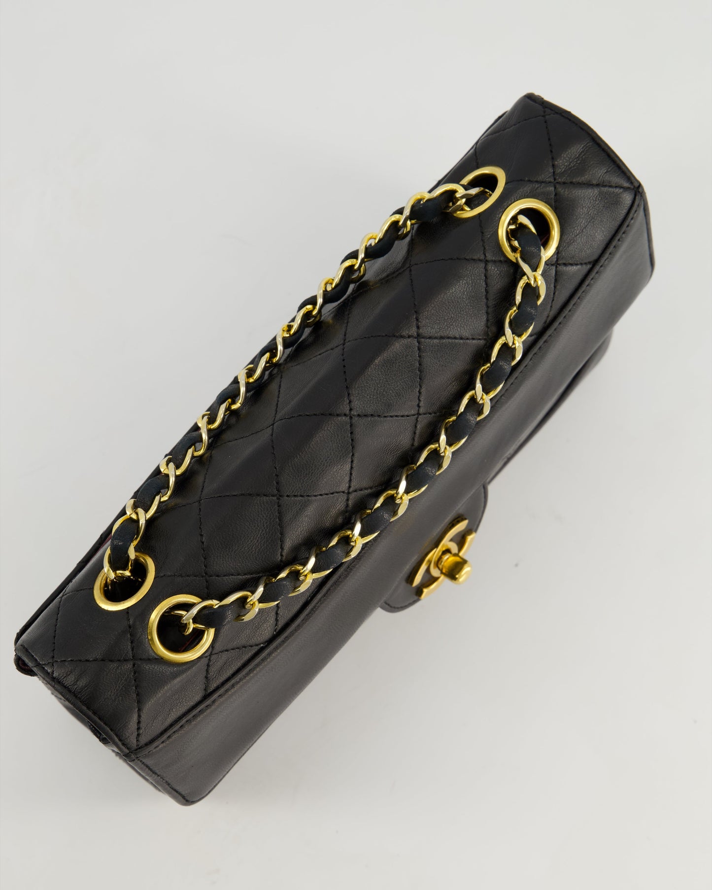 Chanel Vintage Black Classic Small Timeless Classique Flap Bag in Lambskin Leather with 24k Gold Hardware