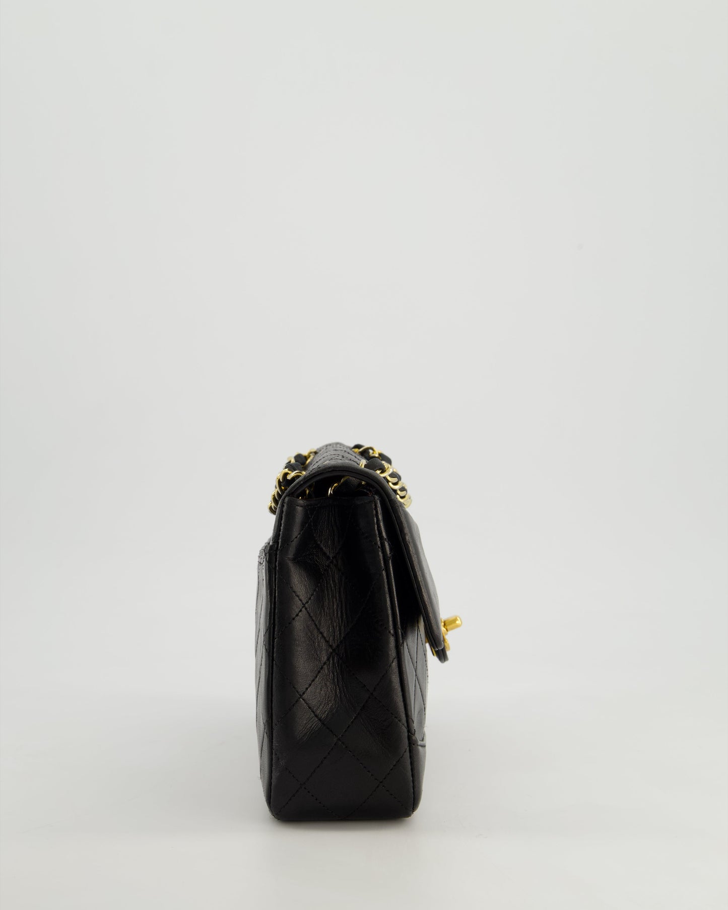 Chanel Vintage Black Classic Small Timeless Classique Flap Bag in Lambskin Leather with 24k Gold Hardware