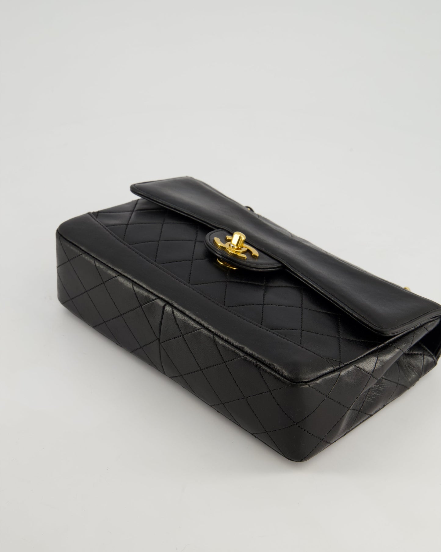 Chanel Vintage Black Classic Small Timeless Classique Flap Bag in Lambskin Leather with 24k Gold Hardware