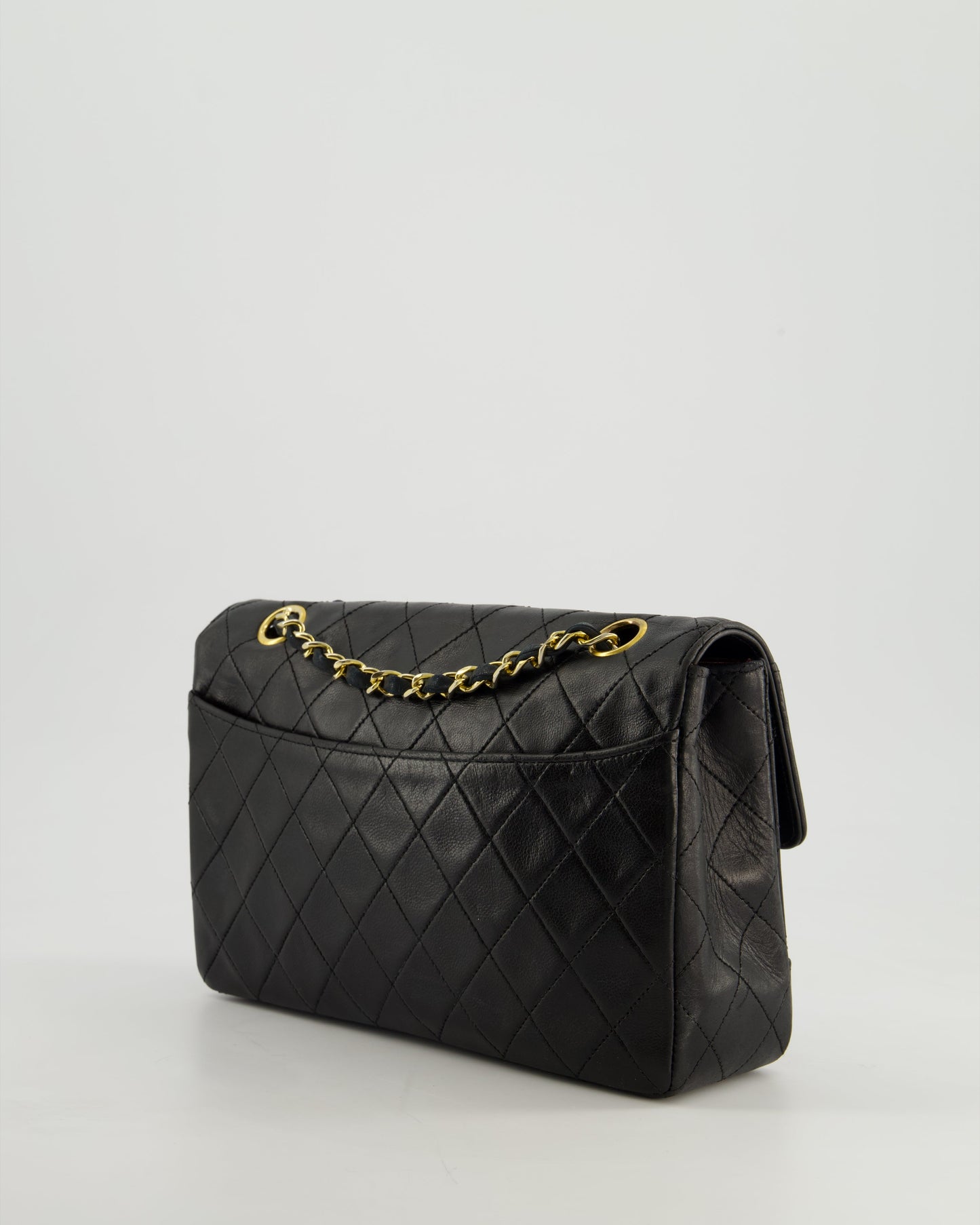 Chanel Vintage Black Classic Small Timeless Classique Flap Bag in Lambskin Leather with 24k Gold Hardware