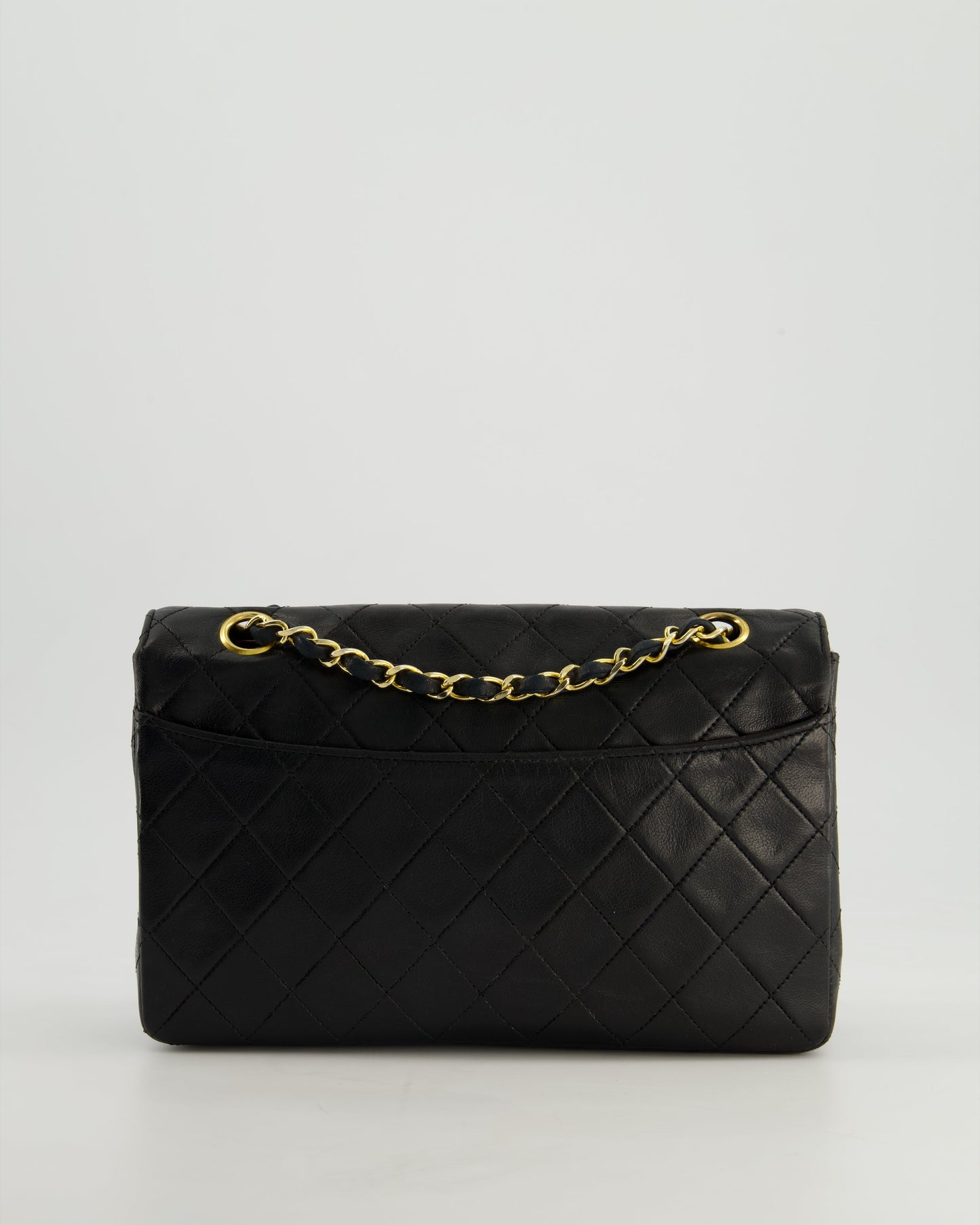 Chanel Vintage Black Classic Small Timeless Classique Flap Bag in Lambskin Leather with 24k Gold Hardware