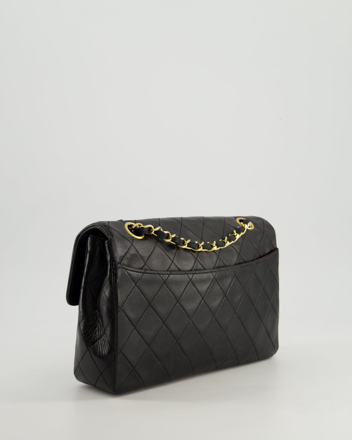 Chanel Vintage Black Classic Small Timeless Classique Flap Bag in Lambskin Leather with 24k Gold Hardware