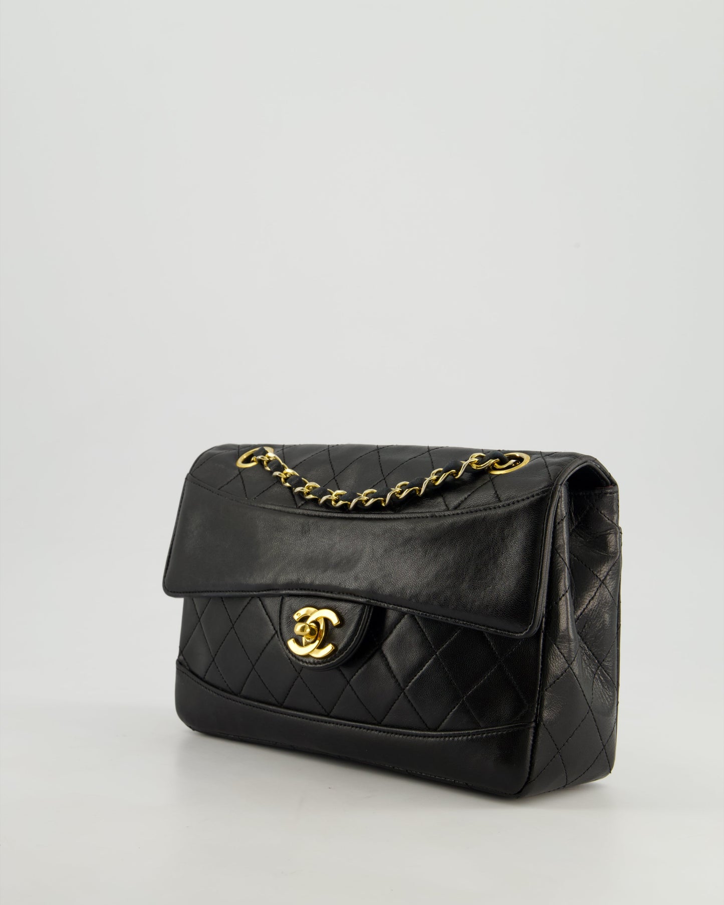 Chanel Vintage Black Classic Small Timeless Classique Flap Bag in Lambskin Leather with 24k Gold Hardware