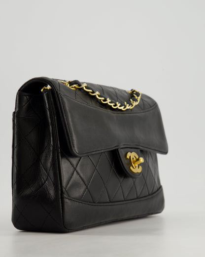 Chanel Vintage Black Classic Small Timeless Classique Flap Bag in Lambskin Leather with 24k Gold Hardware