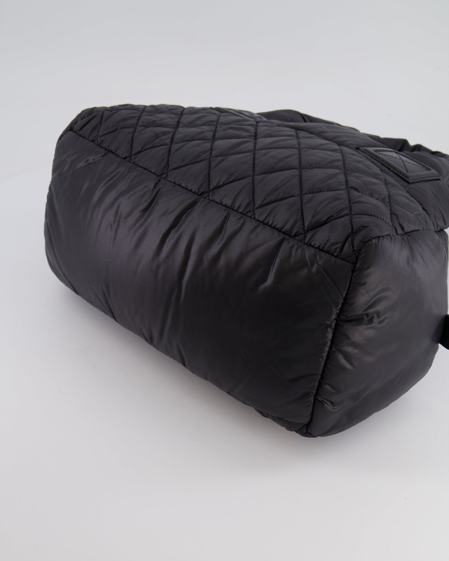 Chanel Black Coco Cocoon Bag in Nylon and Silver Hardware with Leather CC Details