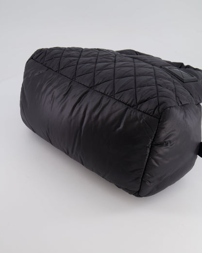 Chanel Black Coco Cocoon Bag in Nylon and Silver Hardware with Leather CC Details