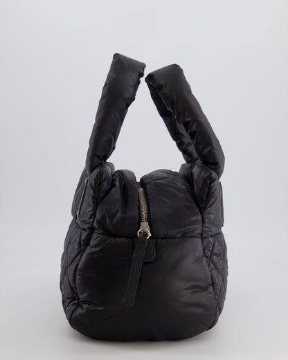 Chanel Black Coco Cocoon Bag in Nylon and Silver Hardware with Leather CC Details
