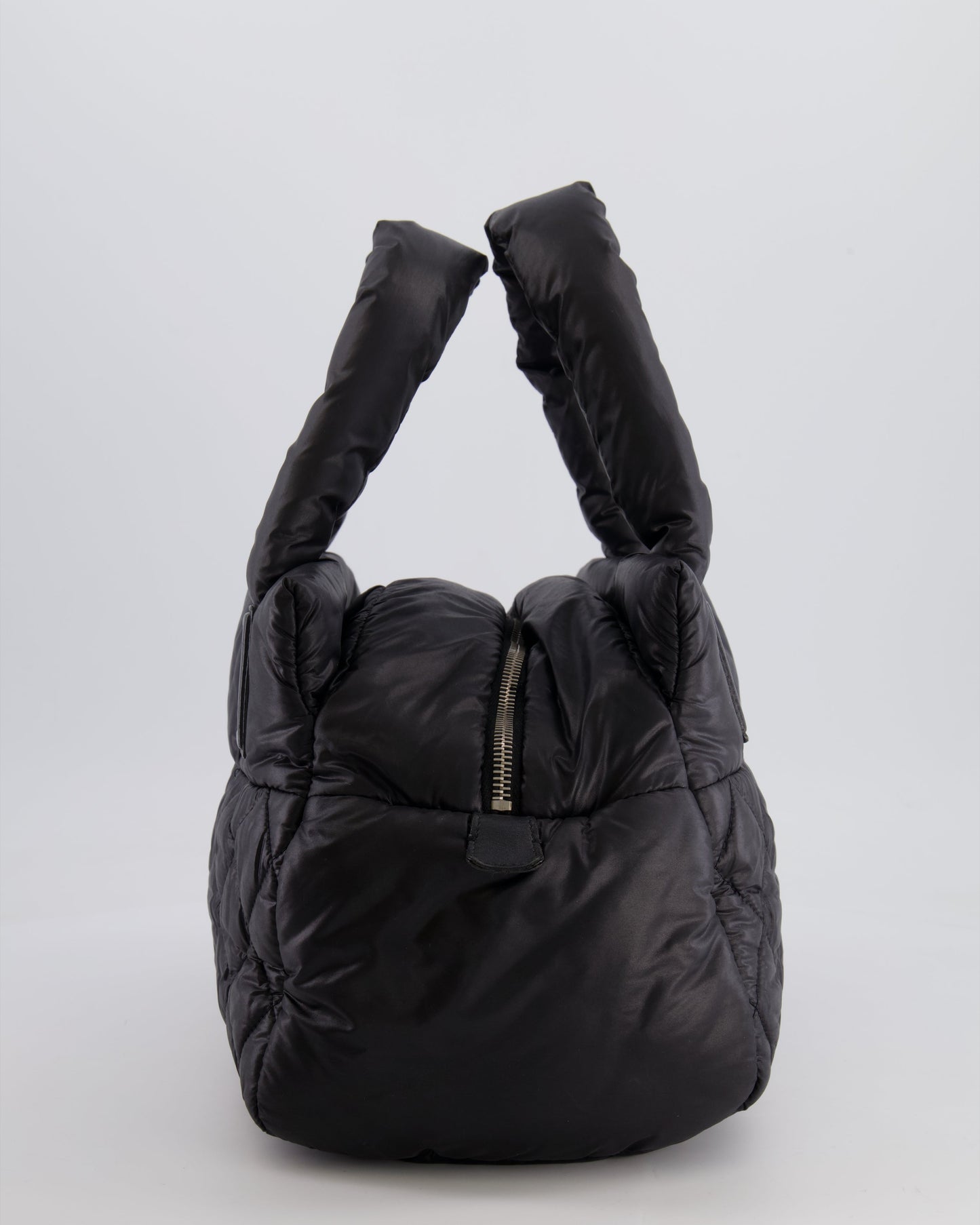 Chanel Black Coco Cocoon Bag in Nylon and Silver Hardware with Leather CC Details