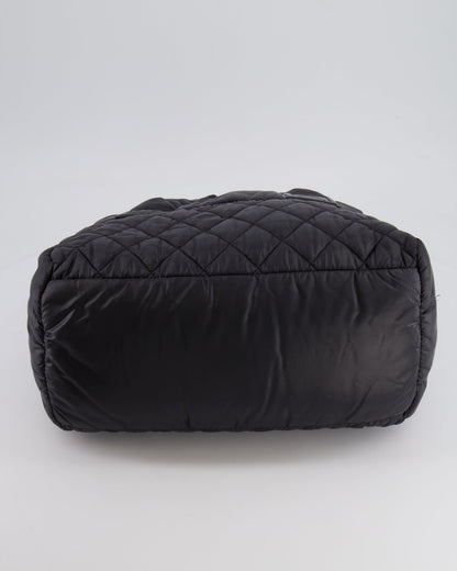 Chanel Black Coco Cocoon Bag in Nylon and Silver Hardware with Leather CC Details