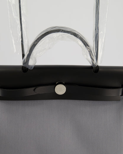 *HOT & NEW COLOUR* Hermès Herbag 31 Zip Bag in Gris Toile Officier Canvas, Noir Vache Hunter Leather with Palladium Hardware