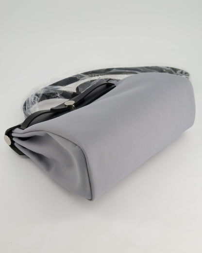 *HOT & NEW COLOUR* Hermès Herbag 31 Zip Bag in Gris Toile Officier Canvas, Noir Vache Hunter Leather with Palladium Hardware
