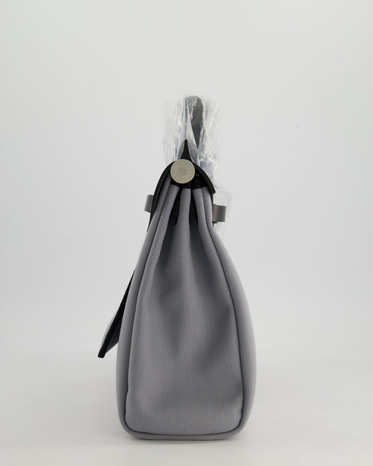 *HOT & NEW COLOUR* Hermès Herbag 31 Zip Bag in Gris Toile Officier Canvas, Noir Vache Hunter Leather with Palladium Hardware