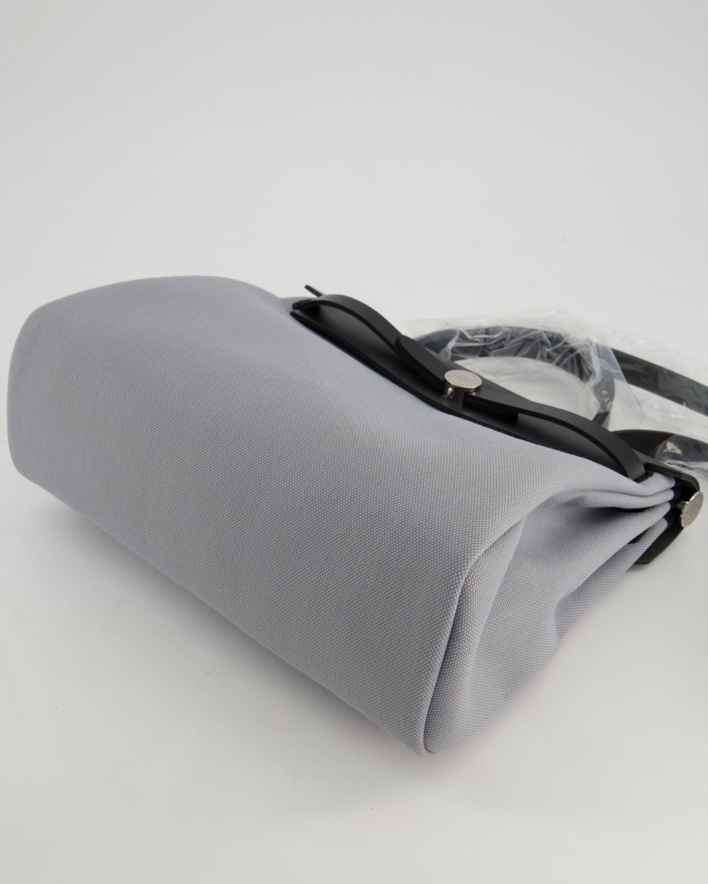 *HOT & NEW COLOUR* Hermès Herbag 31 Zip Bag in Gris Toile Officier Canvas, Noir Vache Hunter Leather with Palladium Hardware