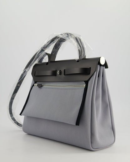 *HOT & NEW COLOUR* Hermès Herbag 31 Zip Bag in Gris Toile Officier Canvas, Noir Vache Hunter Leather with Palladium Hardware