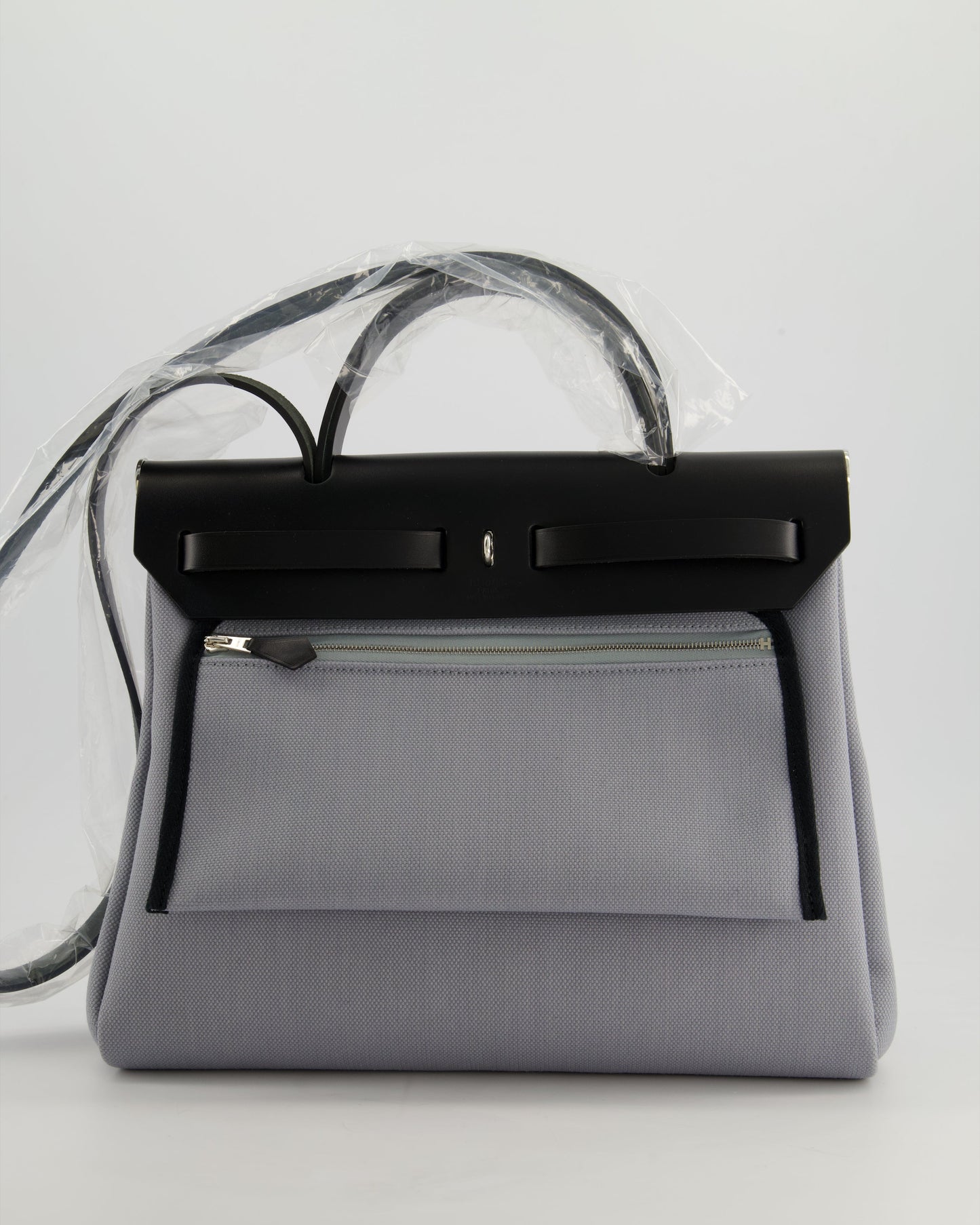 *HOT & NEW COLOUR* Hermès Herbag 31 Zip Bag in Gris Toile Officier Canvas, Noir Vache Hunter Leather with Palladium Hardware