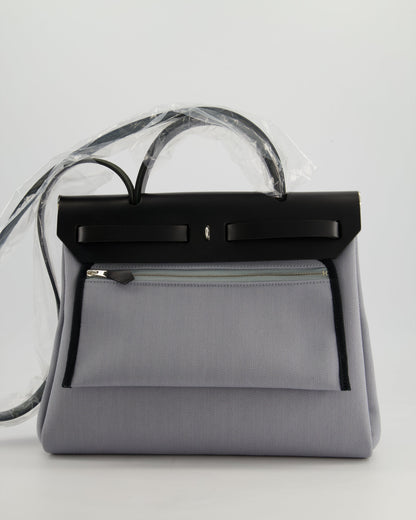 *HOT & NEW COLOUR* Hermès Herbag 31 Zip Bag in Gris Toile Officier Canvas, Noir Vache Hunter Leather with Palladium Hardware