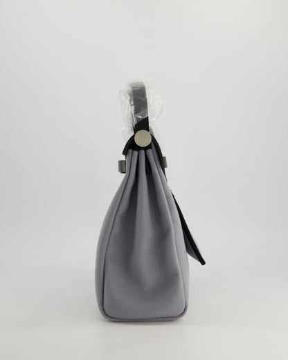 *HOT & NEW COLOUR* Hermès Herbag 31 Zip Bag in Gris Toile Officier Canvas, Noir Vache Hunter Leather with Palladium Hardware