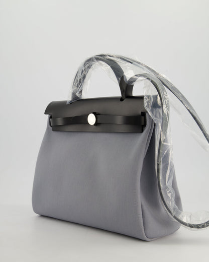 *HOT & NEW COLOUR* Hermès Herbag 31 Zip Bag in Gris Toile Officier Canvas, Noir Vache Hunter Leather with Palladium Hardware