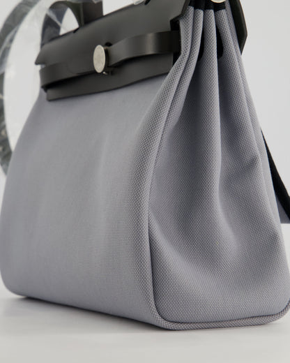 *HOT & NEW COLOUR* Hermès Herbag 31 Zip Bag in Gris Toile Officier Canvas, Noir Vache Hunter Leather with Palladium Hardware