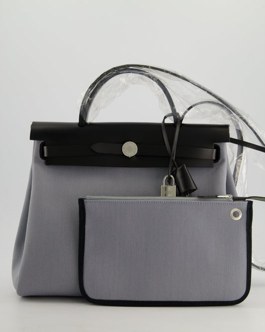 *HOT & NEW COLOUR* Hermès Herbag 31 Zip Bag in Gris Toile Officier Canvas, Noir Vache Hunter Leather with Palladium Hardware