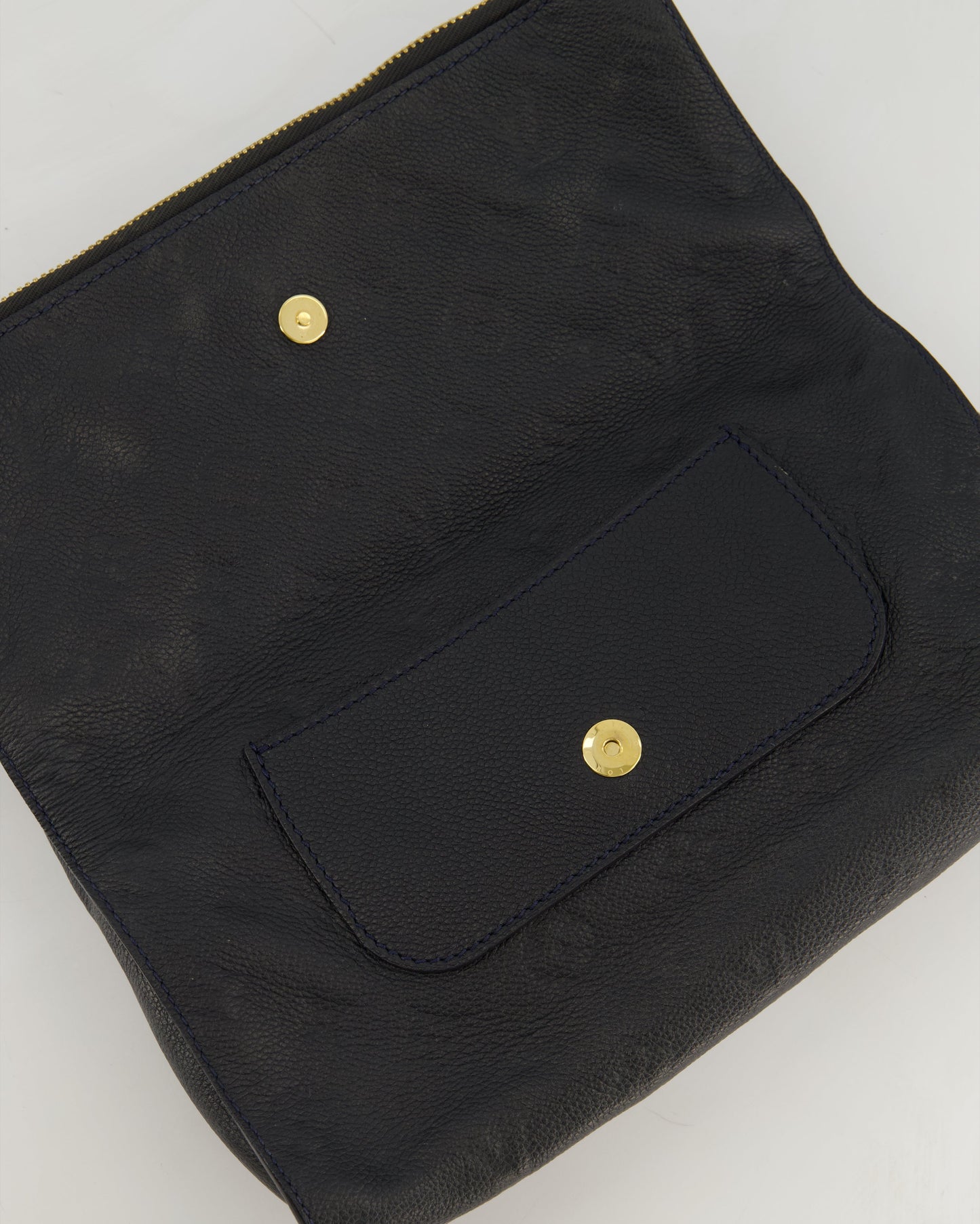 Louis Vuitton Navy Petillante Clutch Bag with Empreinte Leather and Gold Hardware