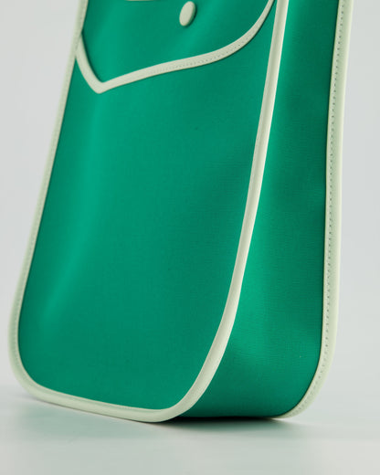 *NEW STYLE* Hermes Neo Evelyne 29cm in Menthe Canvas, Bleu Azteque Interior & Vert Fizz Swift Leather with Palladium Hardware