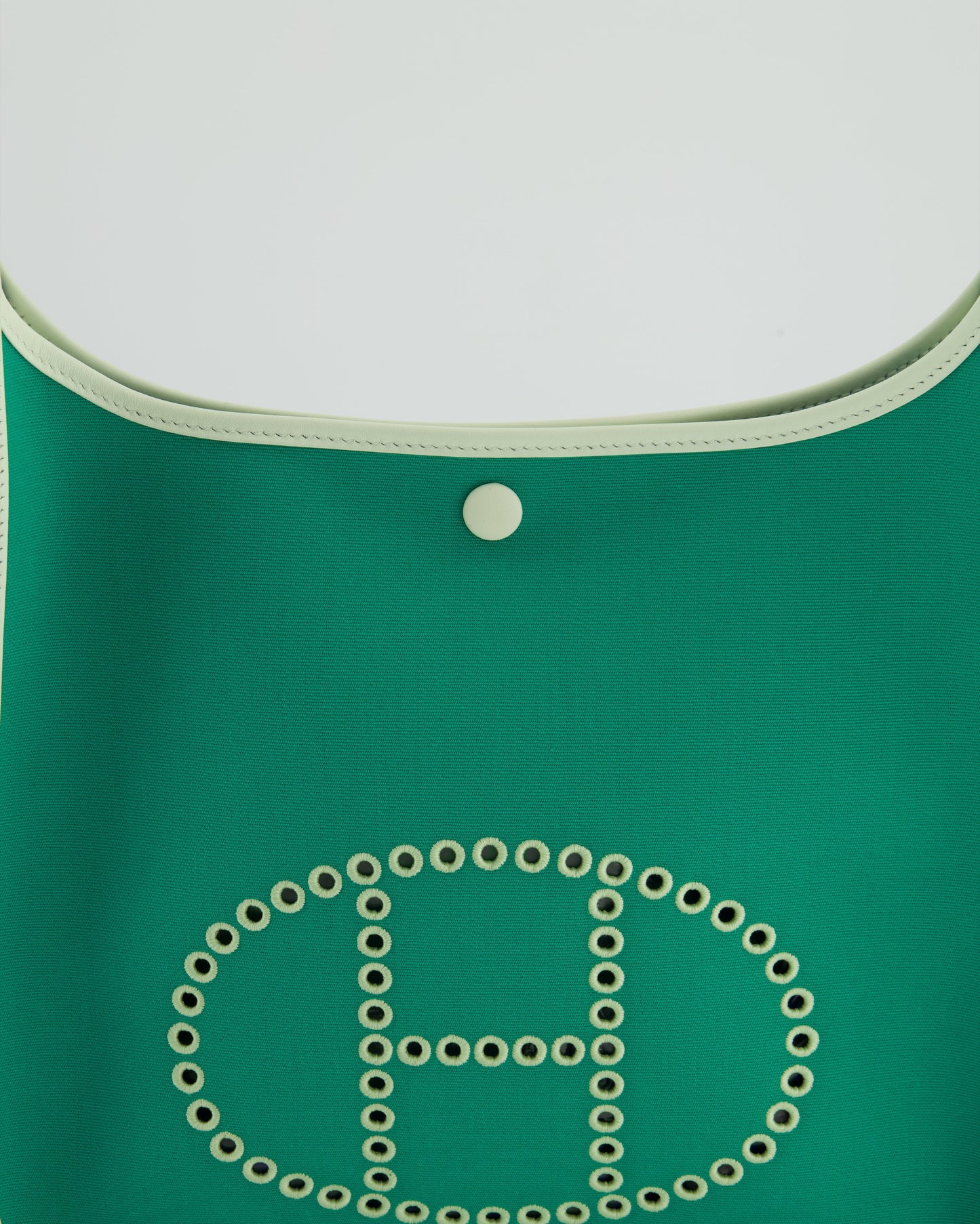 *NEW STYLE* Hermes Neo Evelyne 29cm in Menthe Canvas, Bleu Azteque Interior & Vert Fizz Swift Leather with Palladium Hardware