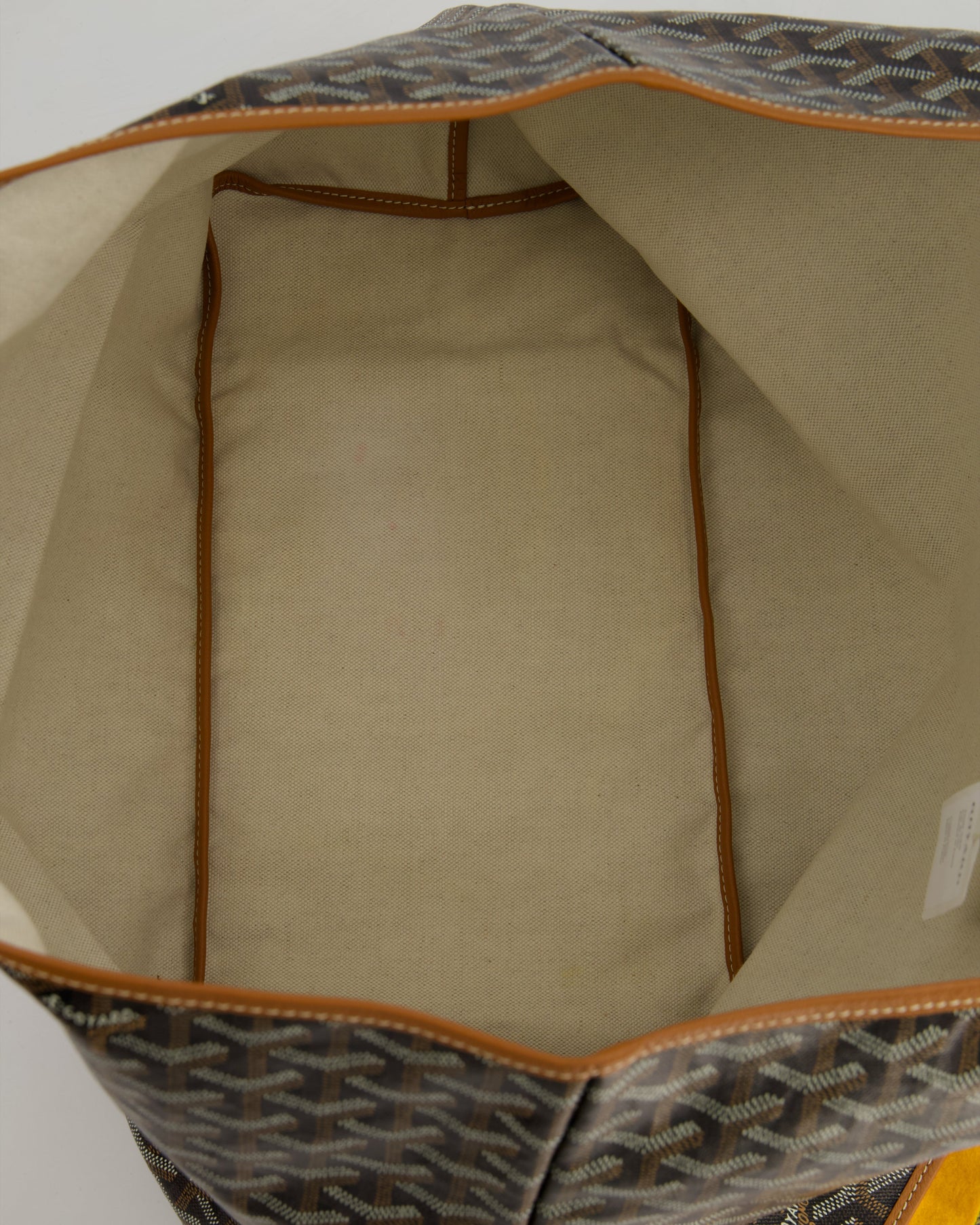 Goyard Saint Louis GM Black Shoulder Tote Bag in Goyardine Canvas and Brown Chevroches Calfskin Leather