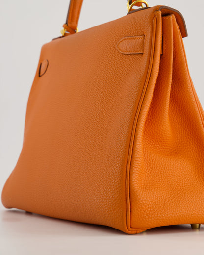 Hermès HSS Kelly Bag 32cm Retourne in Orange Togo Leather with Gold Hardware