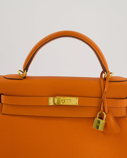 Hermès HSS Kelly Bag 32cm Retourne in Orange Togo Leather with Gold Hardware