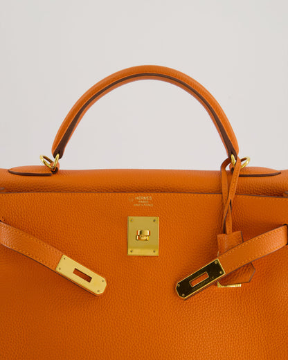 Hermès HSS Kelly Bag 32cm Retourne in Orange Togo Leather with Gold Hardware