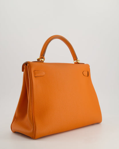 Hermès HSS Kelly Bag 32cm Retourne in Orange Togo Leather with Gold Hardware