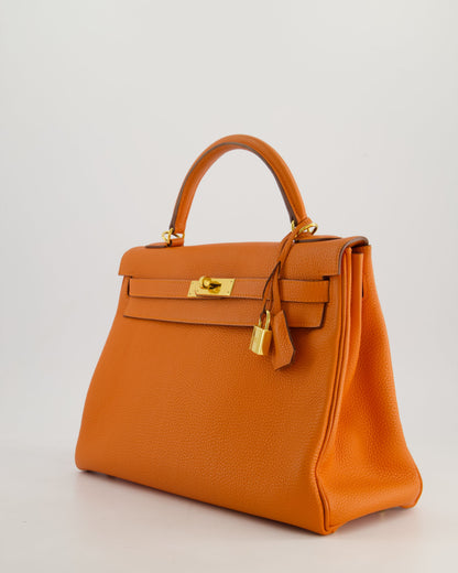 Hermès HSS Kelly Bag 32cm Retourne in Orange Togo Leather with Gold Hardware