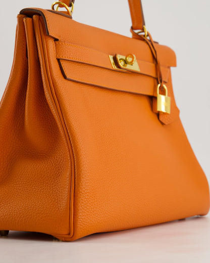 Hermès HSS Kelly Bag 32cm Retourne in Orange Togo Leather with Gold Hardware